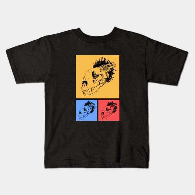 Lion SkullMine Tricolour Kids T-Shirt by Eyekoo